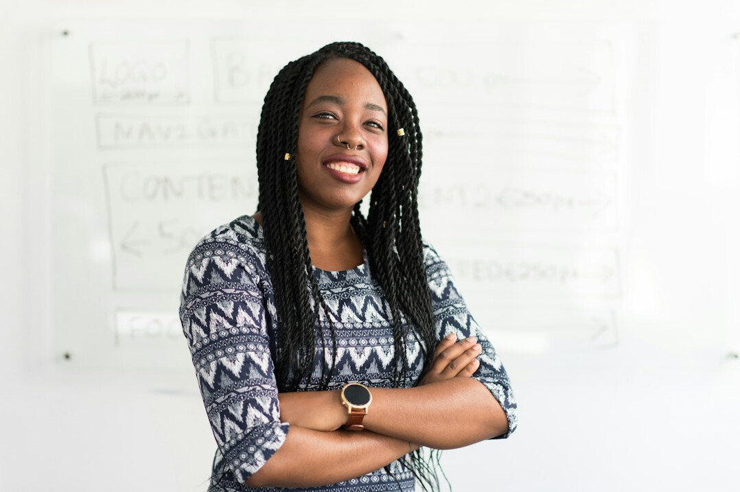 confident woman presenting ideas