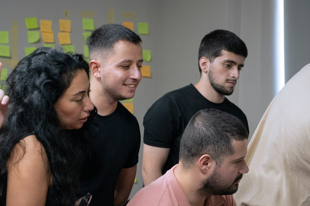 diverse group in training session